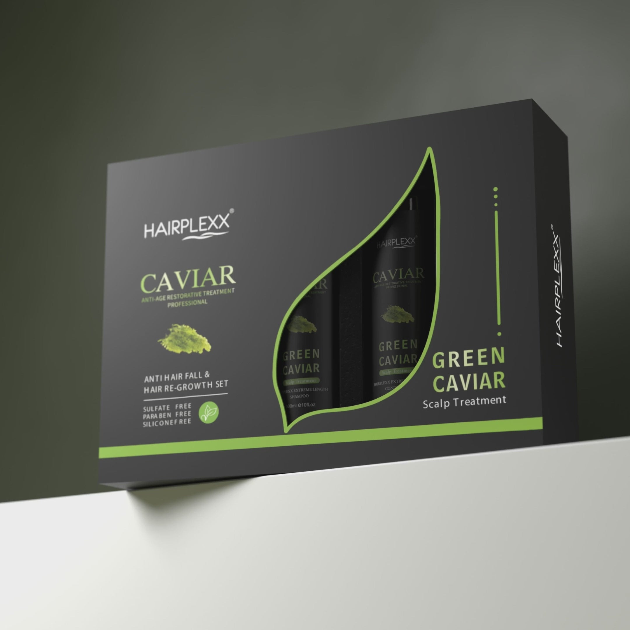 Hairplexx Green Caviar Anti Hair Fall & Hair Re-growth Set 4 in 1